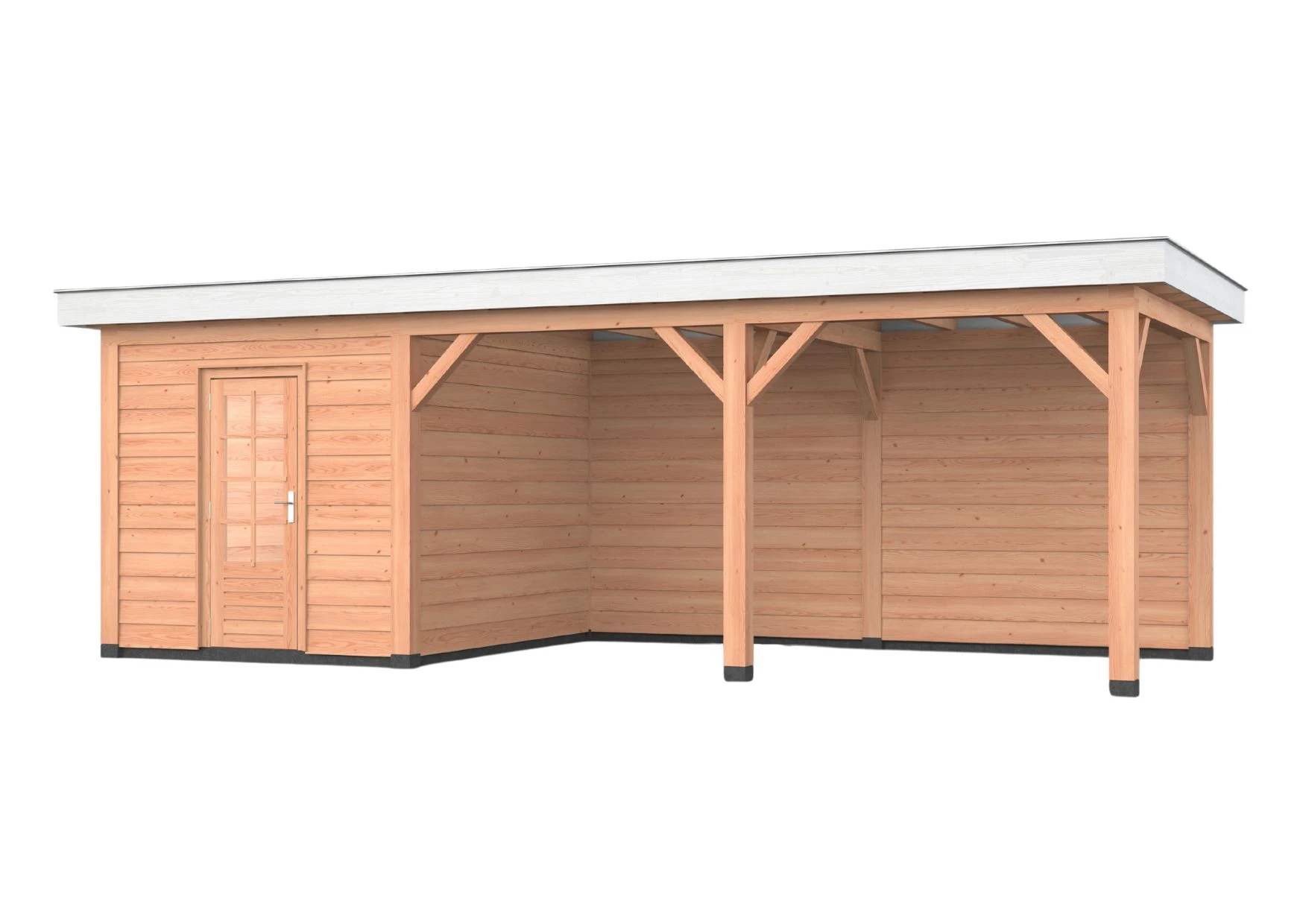 Douglas overkapping, 750 x 300, met schuur en achterwand, Westwood Holland - Afbeelding 1